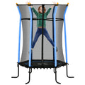 Kids Mini Trampoline Bouncer with Safety Enclosure Net for Ages 3-10 - Blue