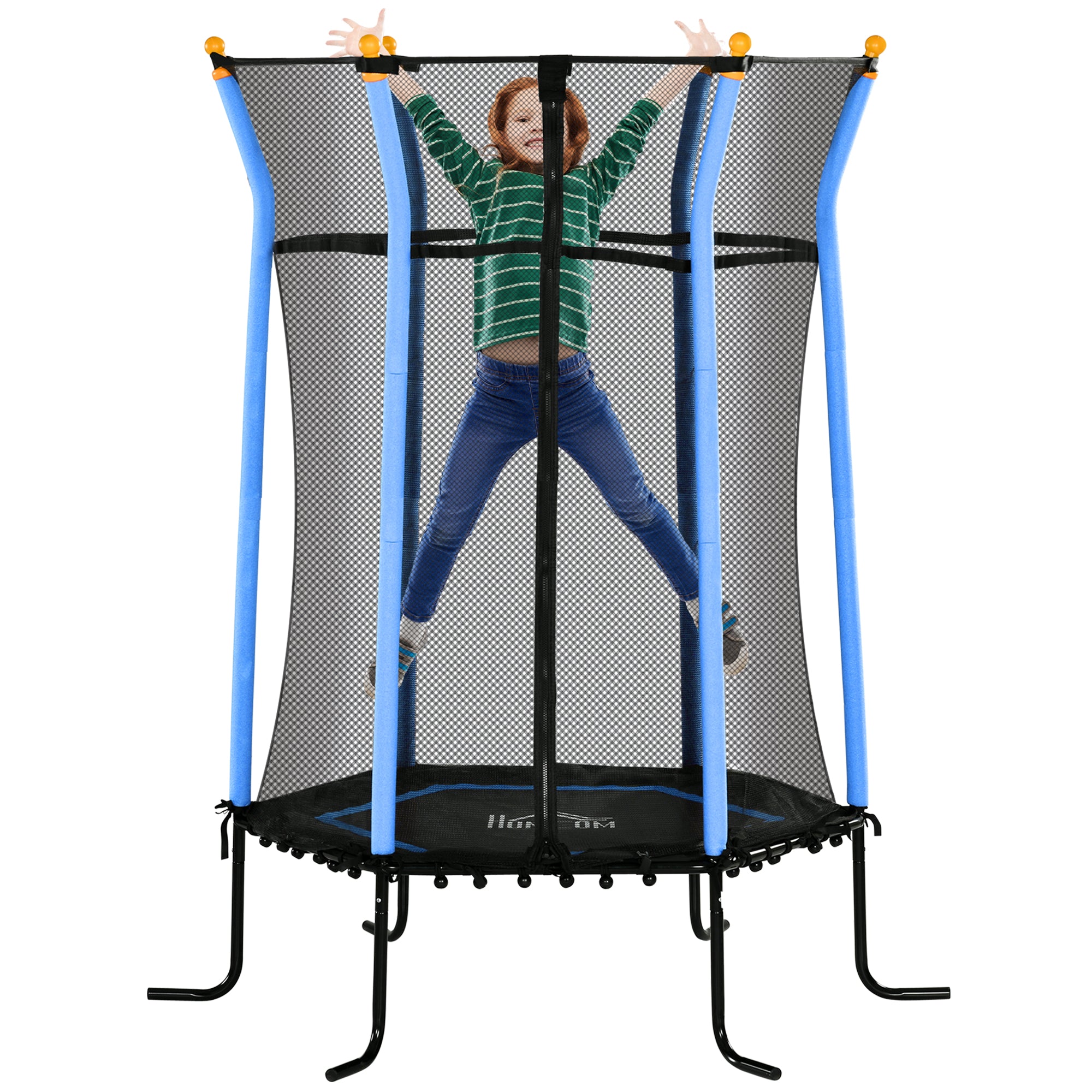 Kids Trampoline Mini Bouncer with Enclosure Safety Net For Ages 3-10 Years - Blue