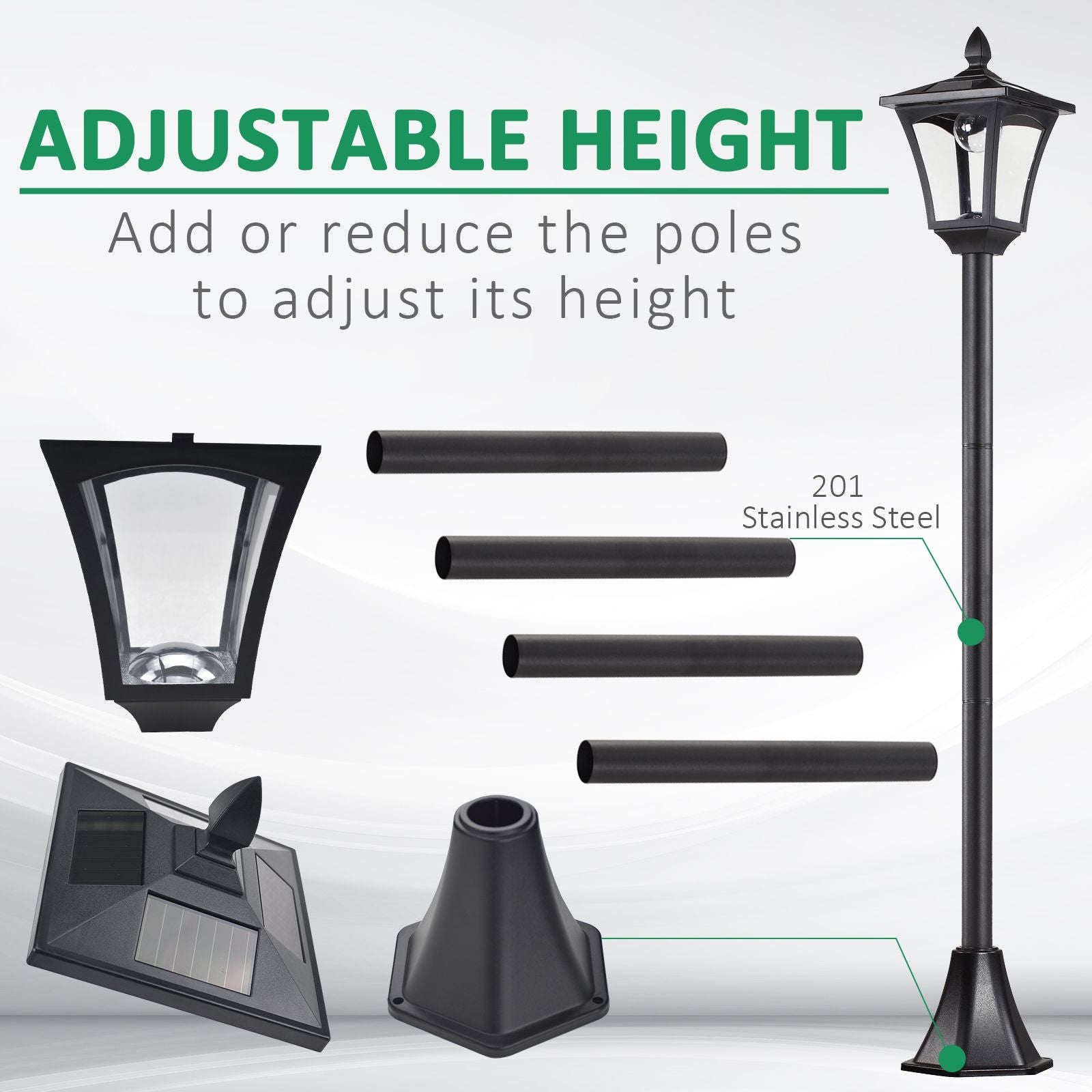 2 Pieces Outdoor Garden Solar Post Lamp Sensor Dimmable LED Lantern Bollard Pathway 1.6M Tall €“ Black