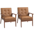 2 Pack Retro Accent Chairs with Faux Leather Seats - Brown