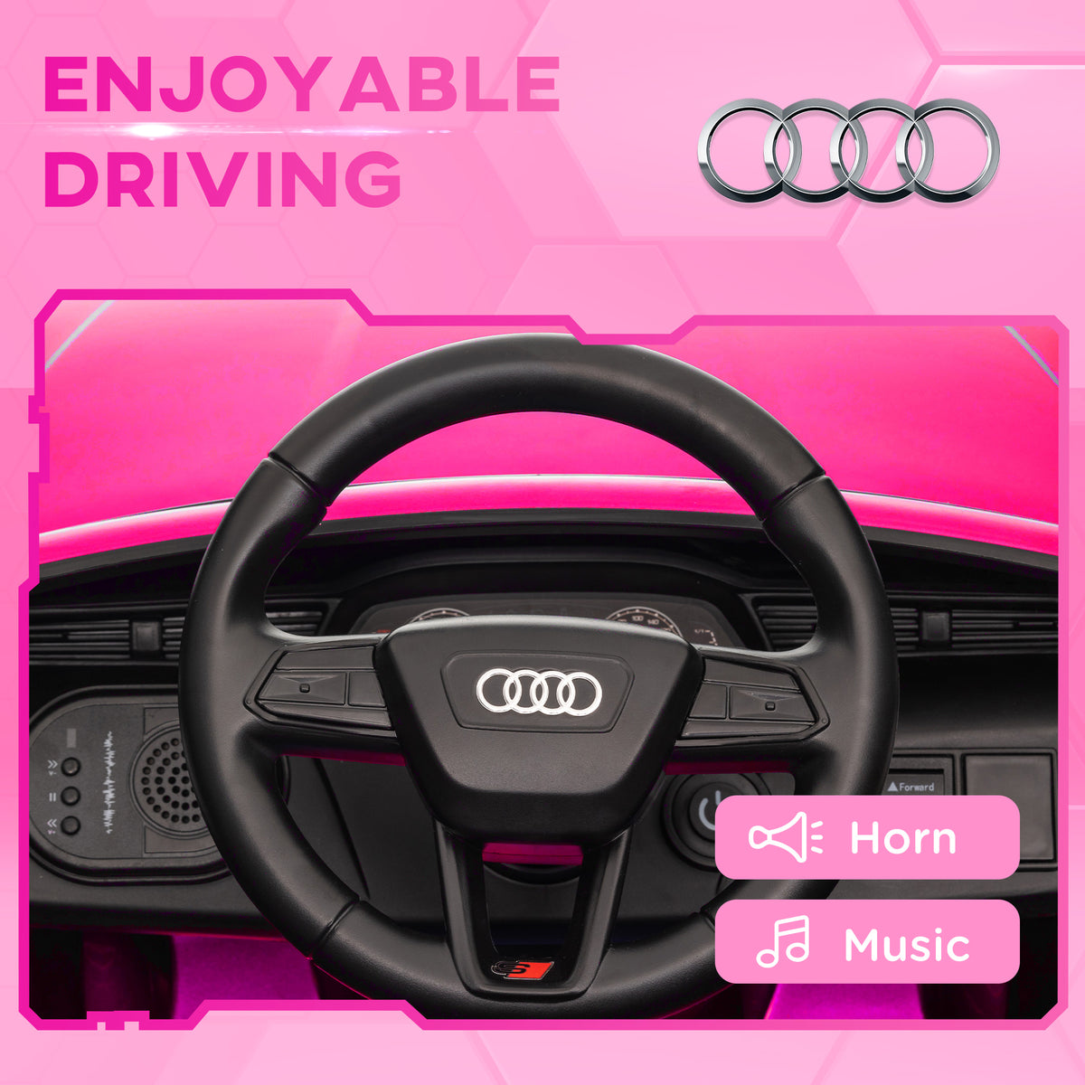 Audi Q8 e-tron Sportback Licensed 12V Ride-On Car with Remote, Suspension, Headlights, Music, Horn - Pink