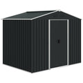 7.7 x 5.7ft Galvanised Metal Garden Shed with Ventilation and Sliding Doors - Grey