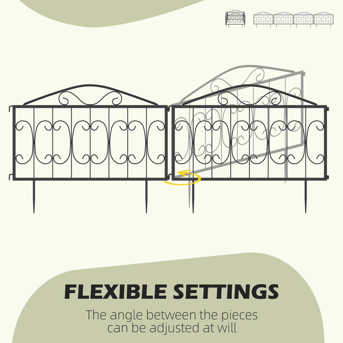 Decorative Garden Fencing, 8PCs Outdoor Picket Fence Panels, Rustproof Metal Wire Landscape Flower Bed Border Edging Animal Barrier, Black