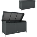627L Rattan Storage Box with 2 Brake Wheels - Black