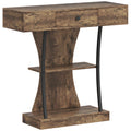 Console Table, 3-Tier Industrial Hallway Table with Drawer, Storage Shelves, 91 x 32 x 87 cm, Rustic Brown