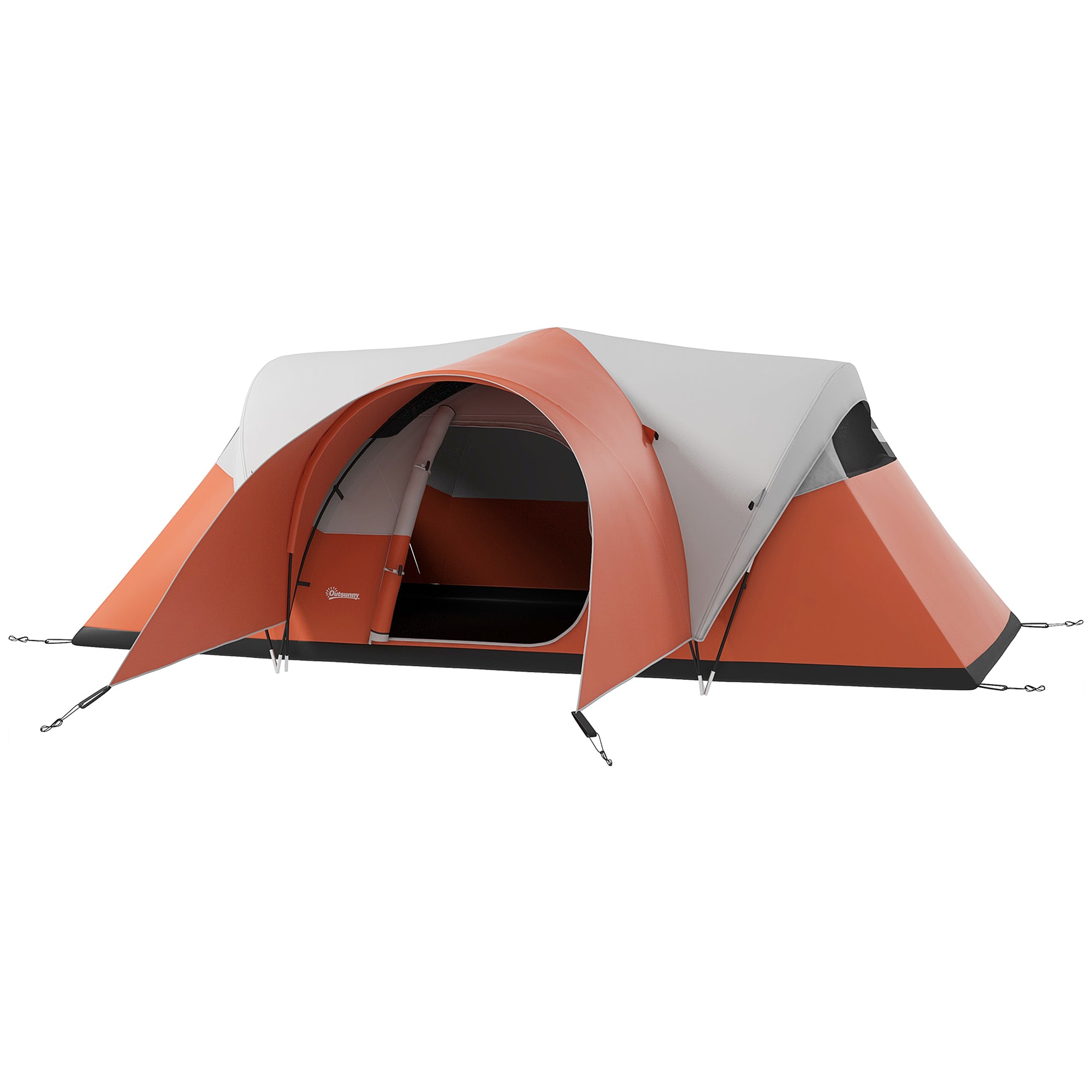 3000mm Waterproof Camping Tent for 5-6 Man, Family Tent with Porch and Sewn in Groundsheet, Portable with Bag, Orange