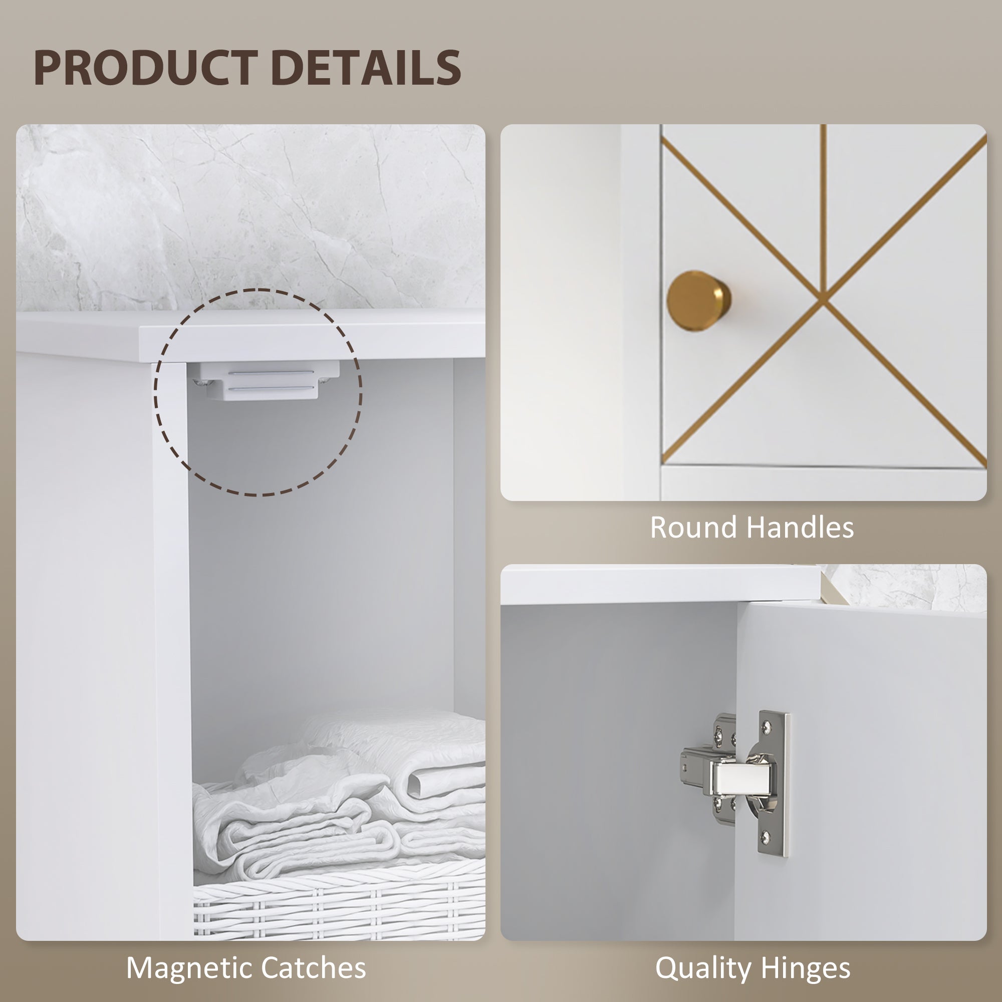 Tall Slim Freestanding Bathroom Storage Cabinet with Doors and Adjustable Shelves - White