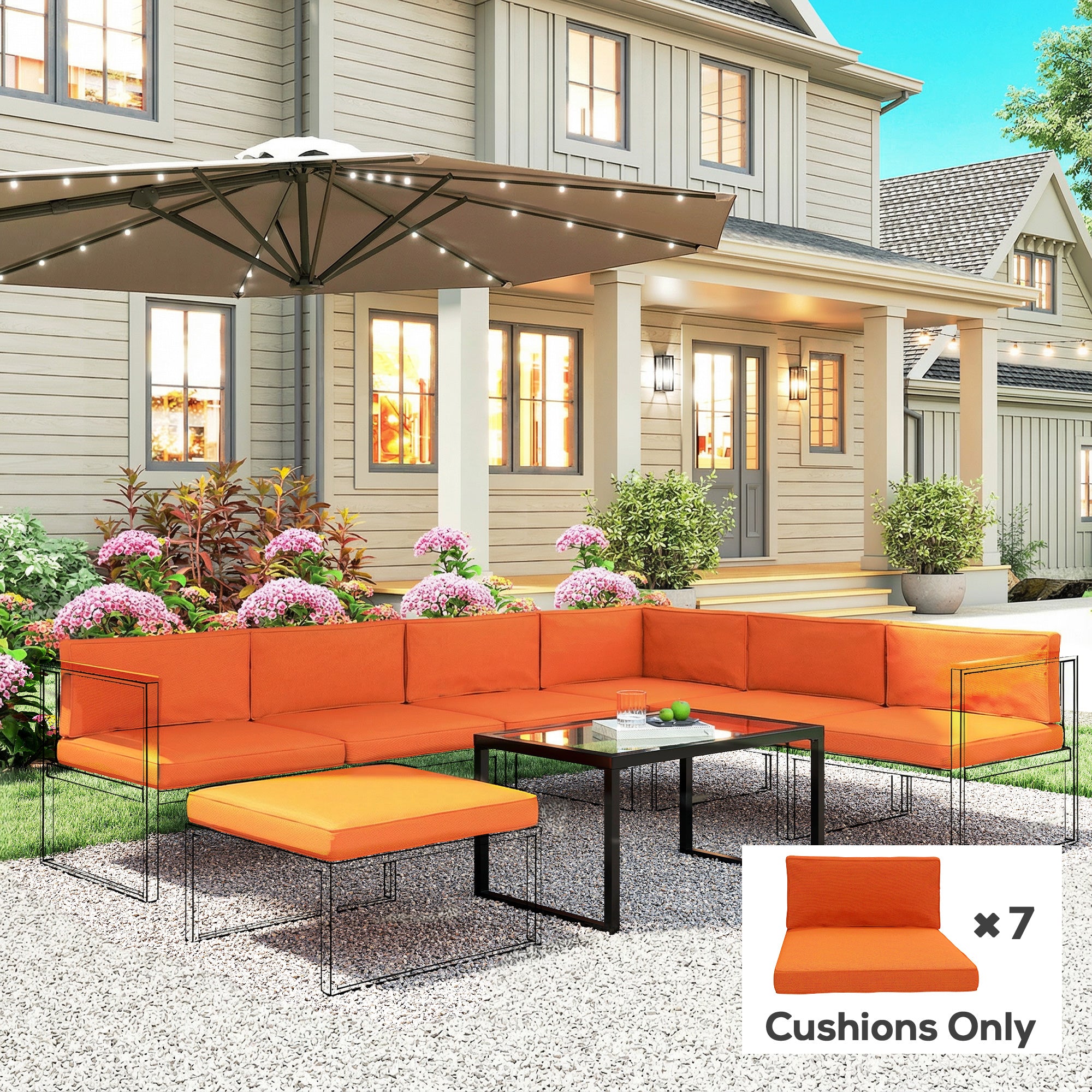 14-piece Dining Set Cushions - Orange