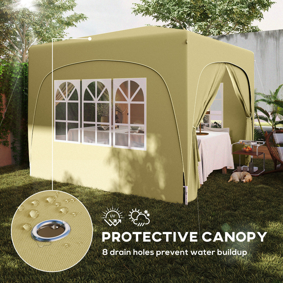 3 x 3m Pop-Up Gazebo Shelter with UPF50+ Canopy - Sand
