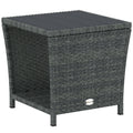 Side Table 2-Tier Outdoor Coffee Table with Storage Shelf PS Wood Slat Top/Grey
