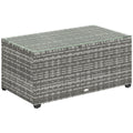90 x 50cm Rattan Side Table with Glass Top - Light Grey