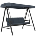 3 Seater Garden Swing Chair with Adjustable Canopy - Dark Grey