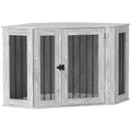 2 in 1 Medium Dog Crate Furniture Side Table with Cushion 122x61x71cm - Grey