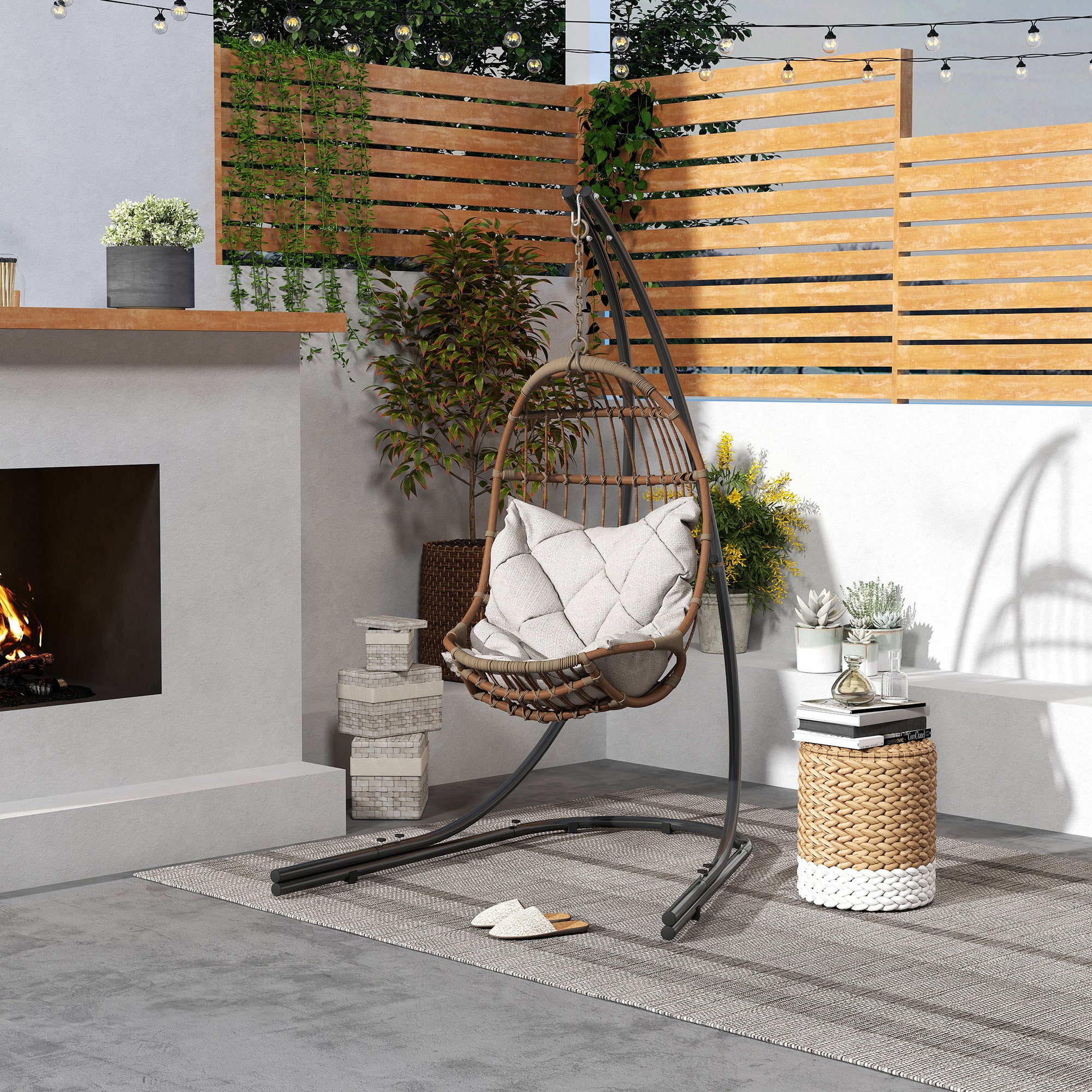 Heavy Duty Hammock Chair Stand with Extra Large Base - Black