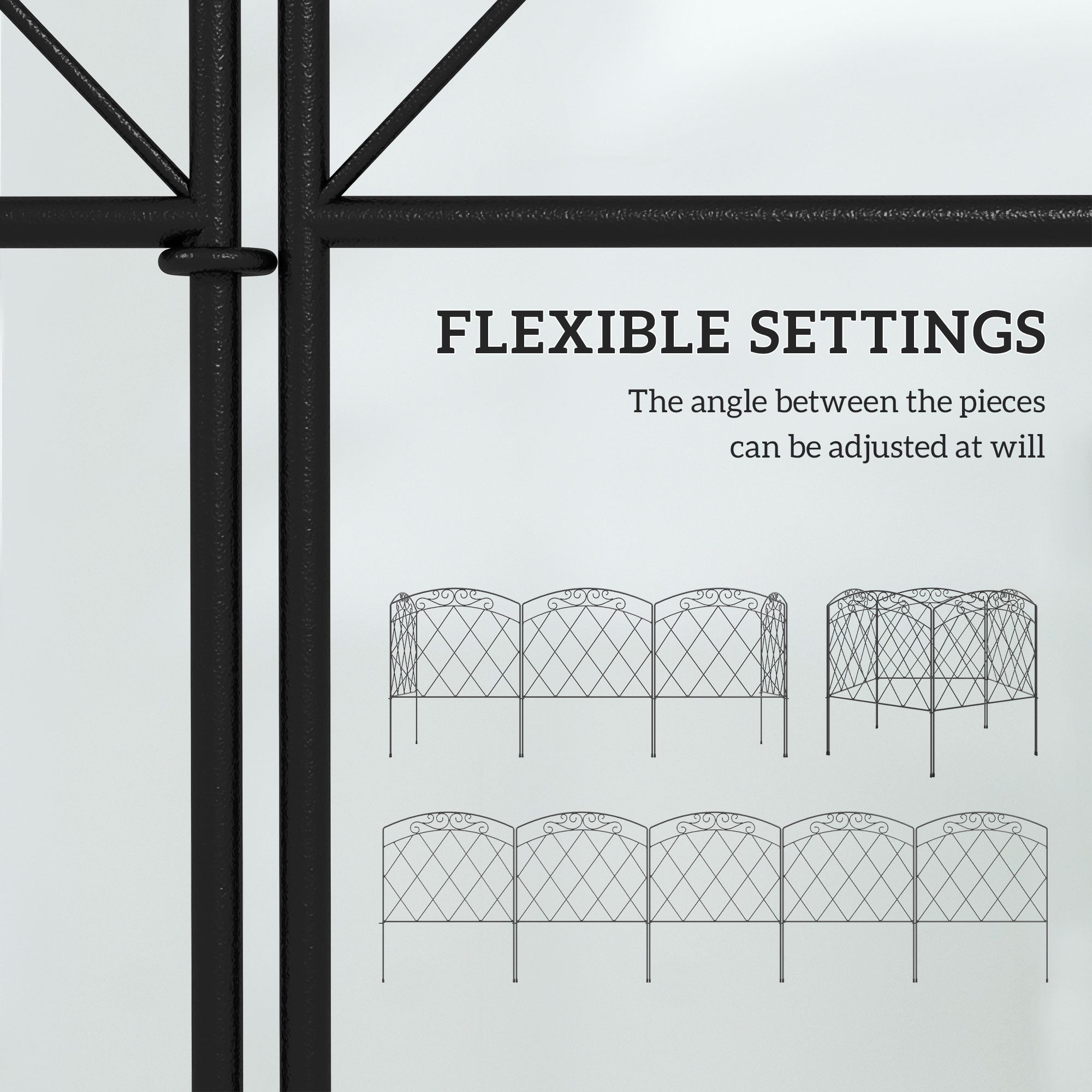 3m Decorative Metal Garden Fence - Diamond and Swirl Pattern