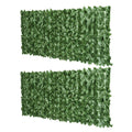 2-Piece Artificial Leaf Hedge Privacy Fence Panel 2.4m x 1m - Dark Green