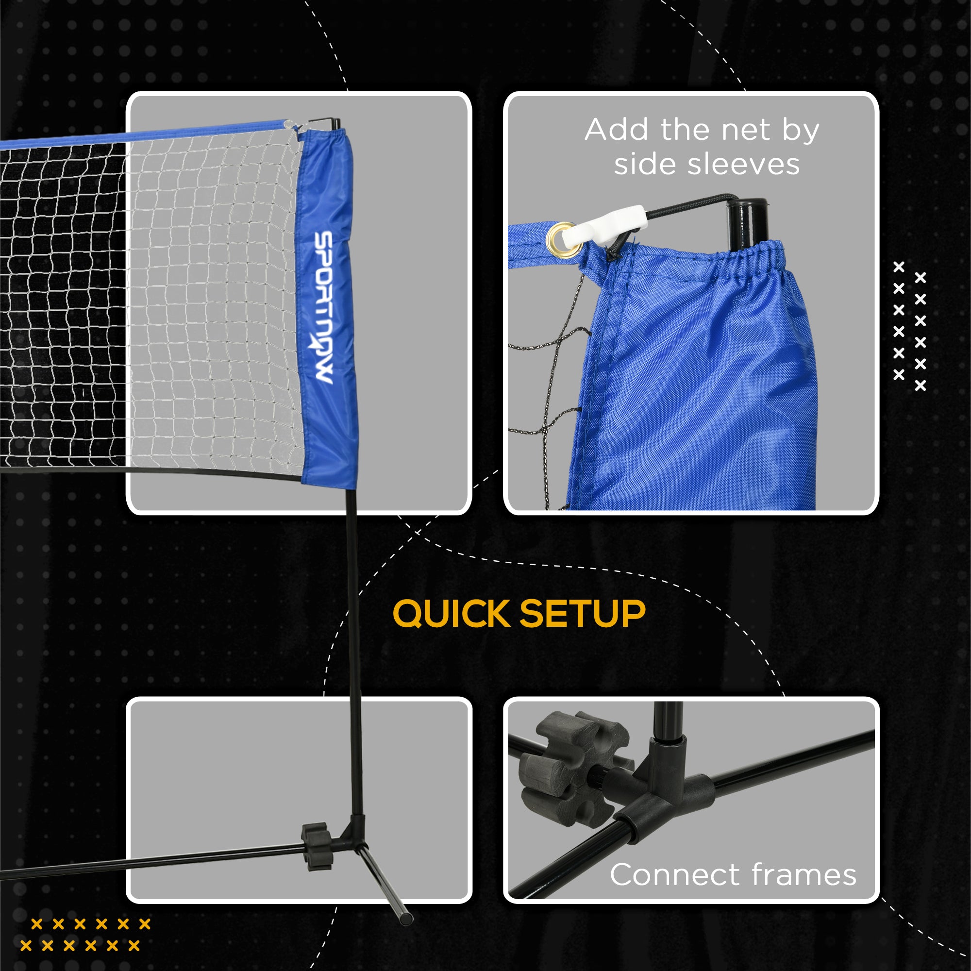 4m Adjustable Height Badminton and Sports Net with Carry Bag - Blue