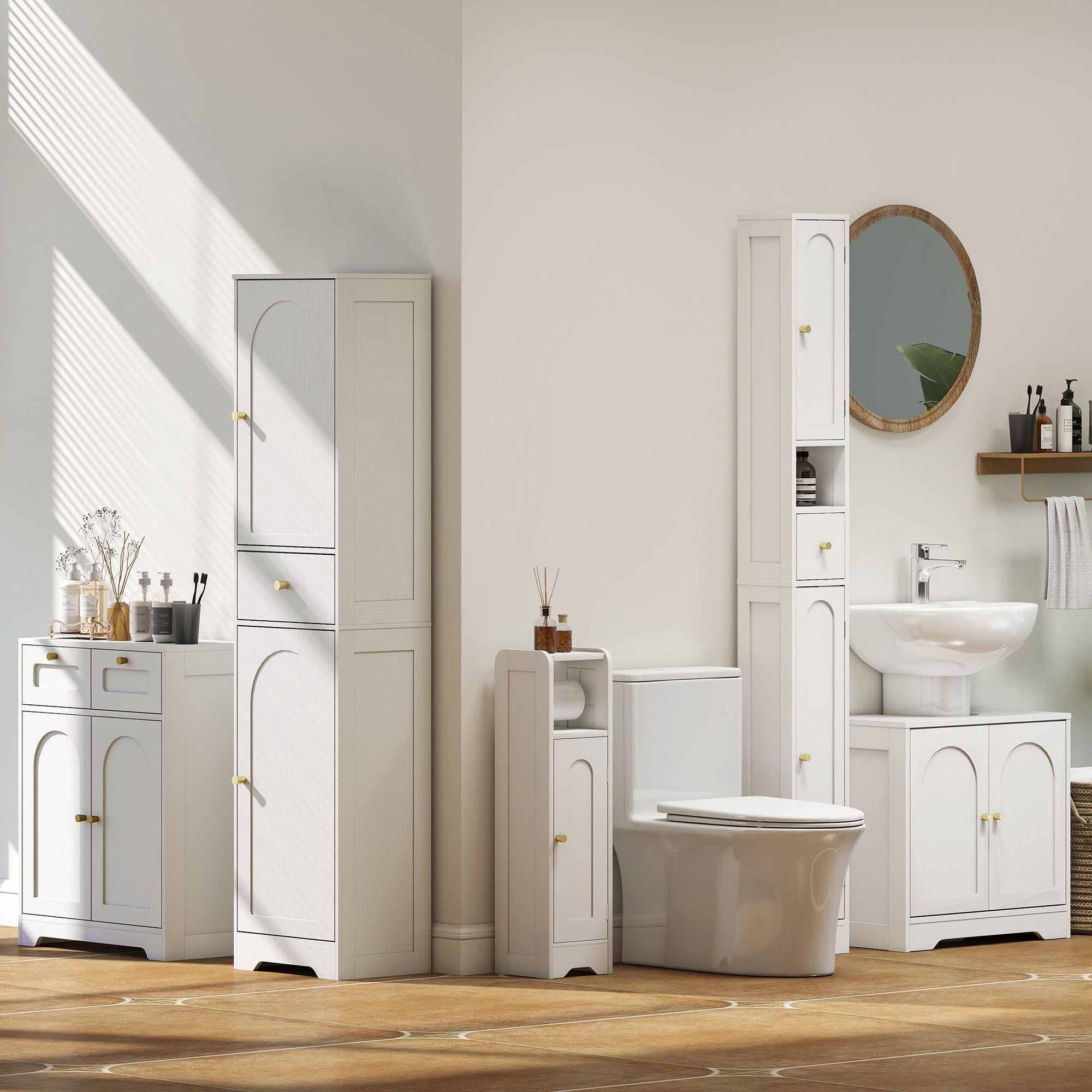 Bathroom Floor Cabinet with 2 Drawers - White