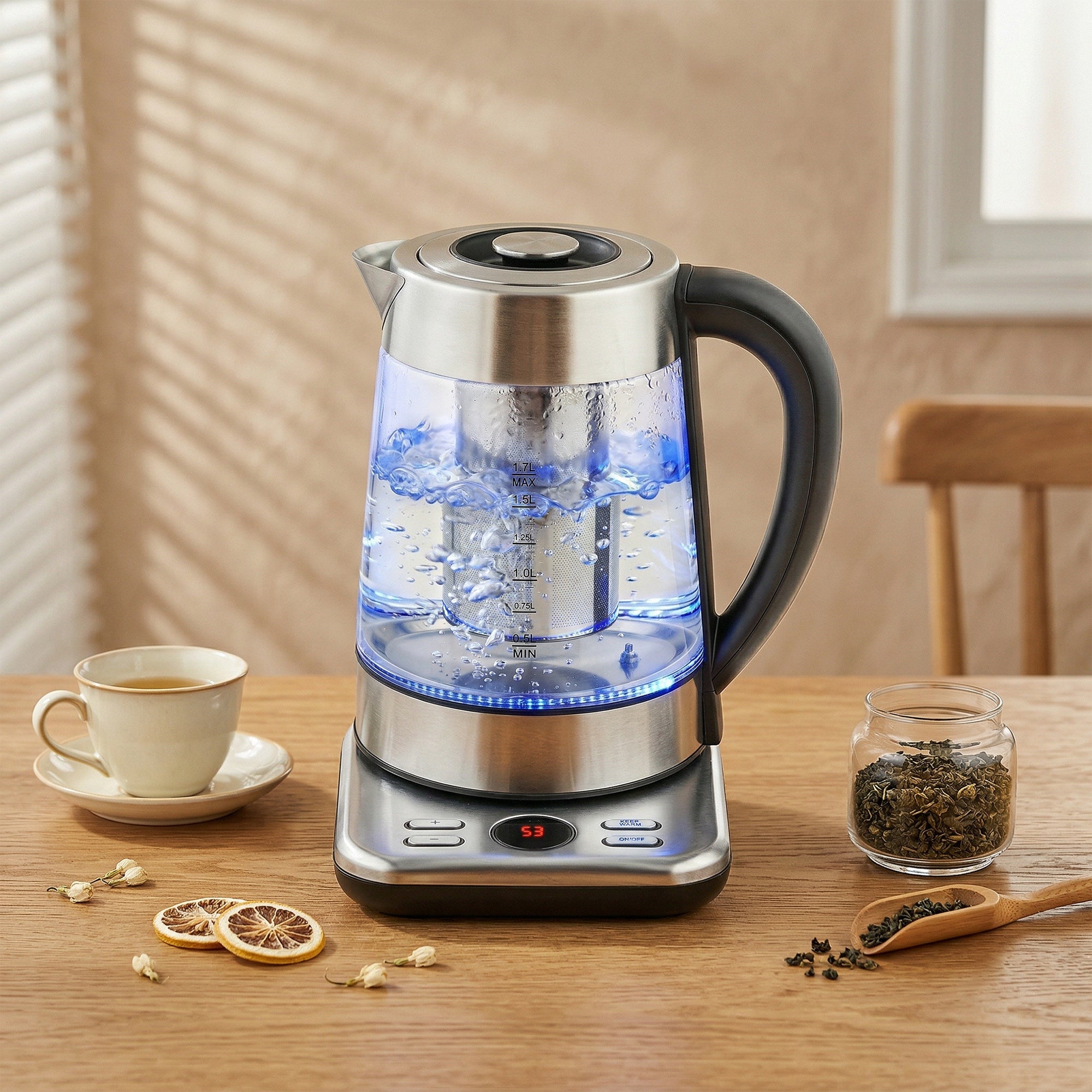 Electric Kettle, 1.7L Fast Boil 3KW Water Kettle with UK Strix Thermostat, Tea Infuser, Keep Warm Function