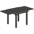 Expandable Patio Dining Table for 4-6 People, 80-160 cm Aluminium Extendable Outdoor Patio Table with Slatted Top, Black