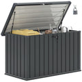 400L Galvanised Steel Garden Storage Box - Dark Grey