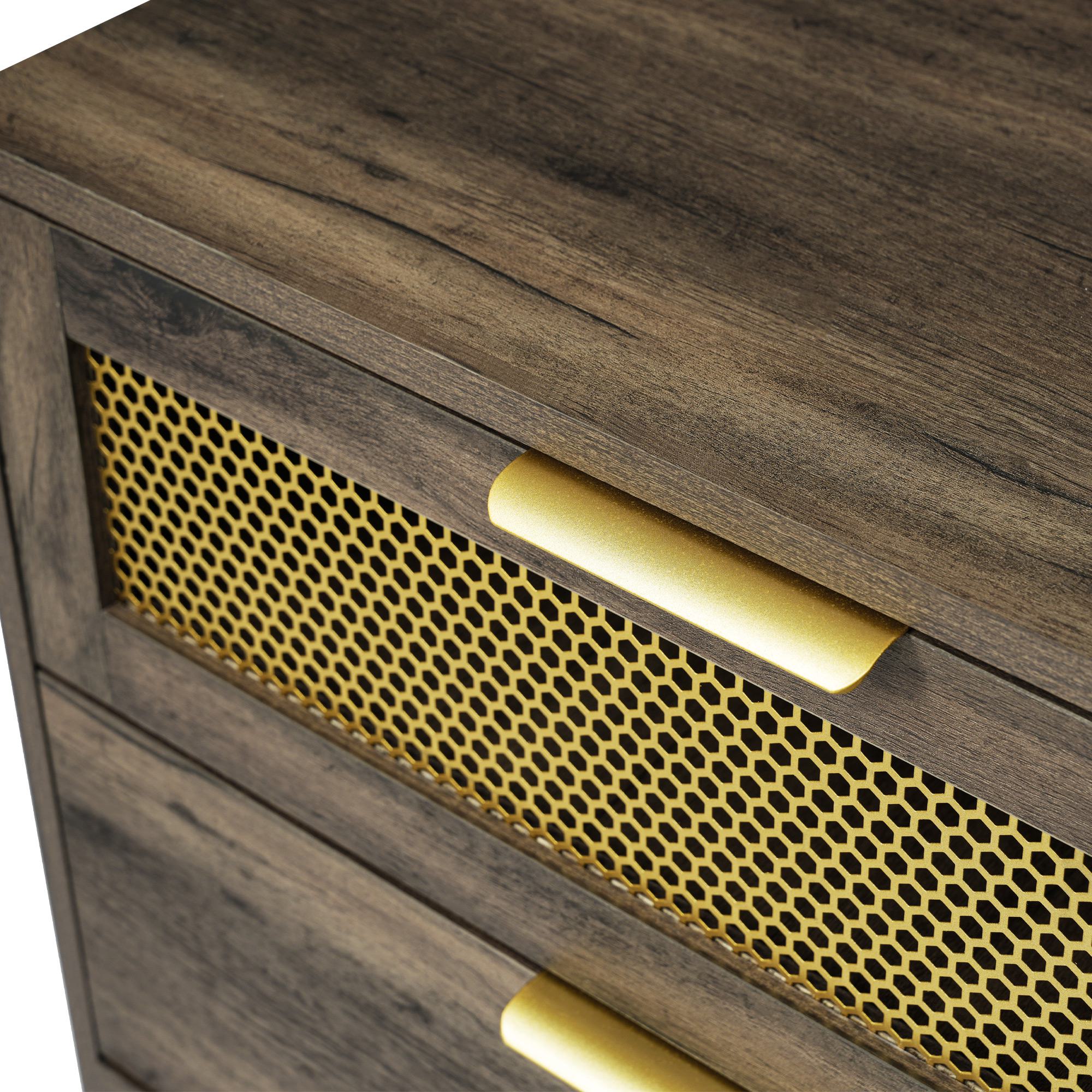 Sideboard Cabinet Dresser with 6 Drawers, Metal Handles, Multipurpose Storage Cabinet for Hallway, Bedroom, 120L x 40W x 76H cm, Dark Brown