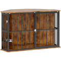 Corner Dog Crate Furniture with Lockable Doors and 2 Bowls for Small Medium Dogs - Rustic Brown