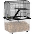 Three-Tier Gerbil and Hamster Cage with Food Dish, Water Bottle & Wheels - Black