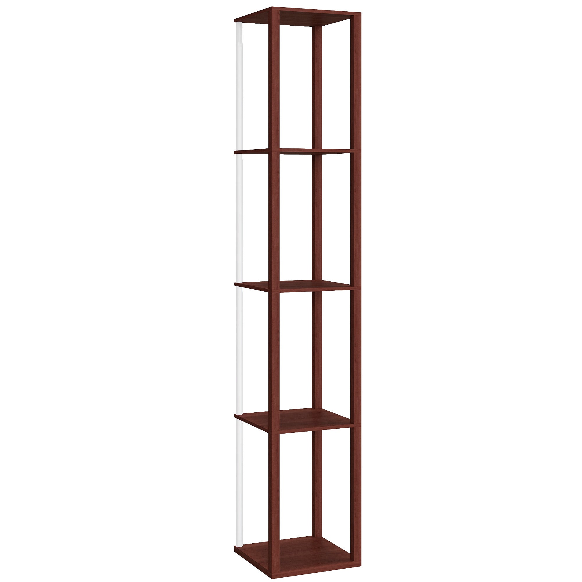 RGB LED Floor Lamp with Shelves, Modern Dimmable Standing Lamp with Remote Control, Adjustable Brightness & Speed for Living Room, Bedroom, Office, Brown