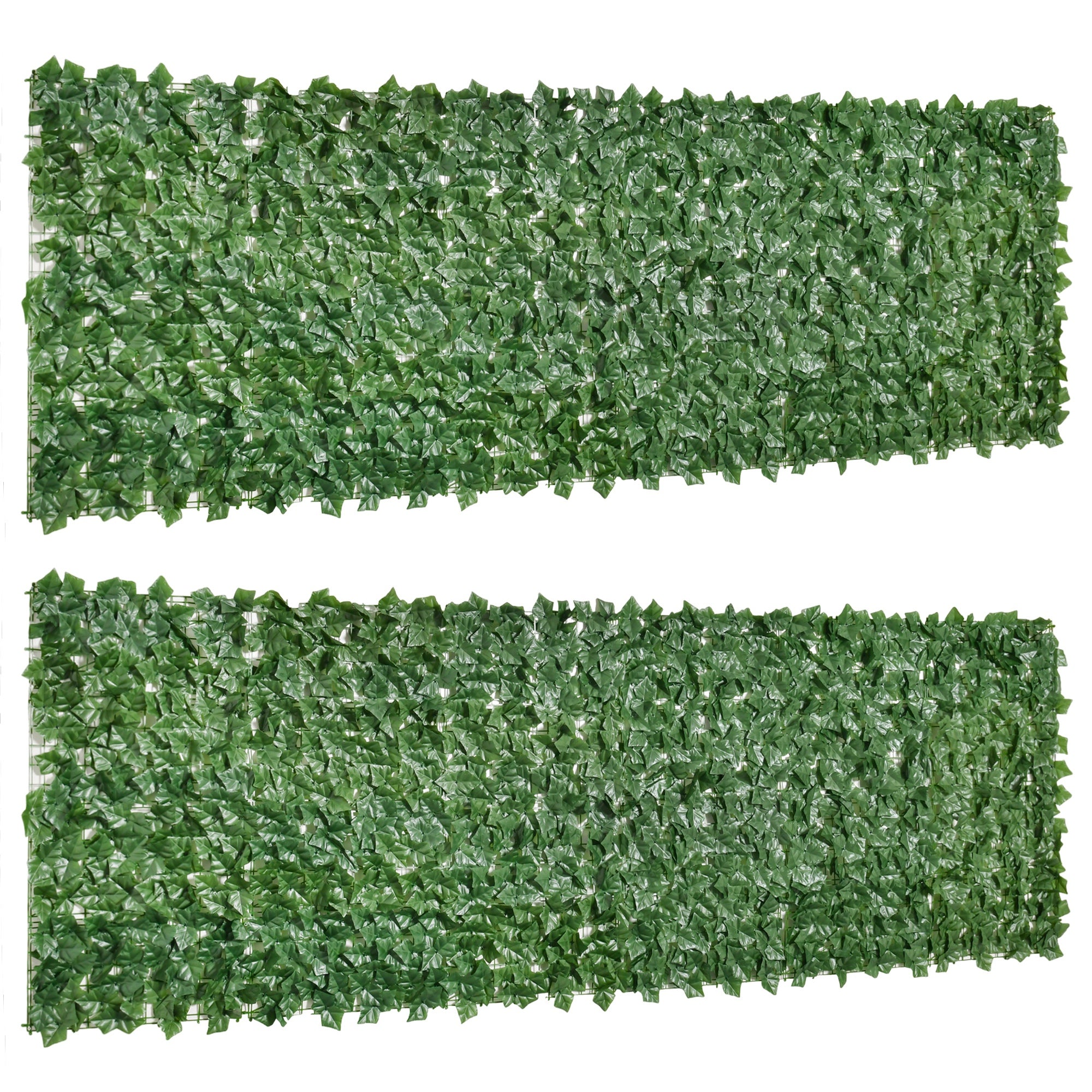 2-Piece Artificial Leaf Hedge Screen Privacy Fence Panel for Garden Outdoor Indoor Decor, Dark Green, 3M x 1M