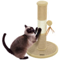 47cm Indoor Cat Scratching Post with Jute Sisal Rope, Hanging Toy Ball & Feather - Brown