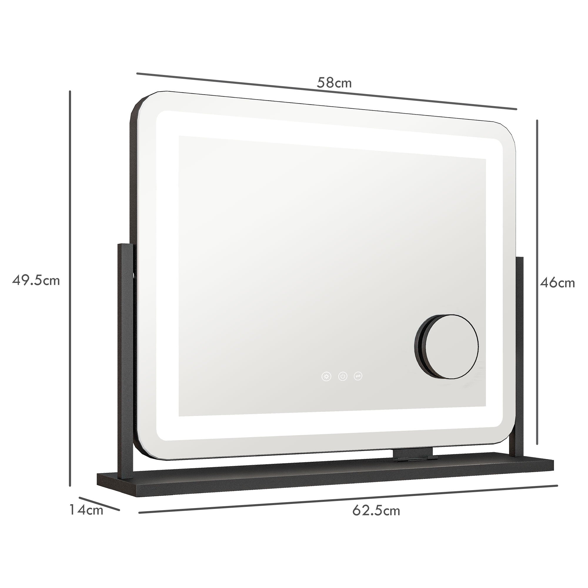 LED Light Tabletop Makeup Mirror, with Adjustable Settings