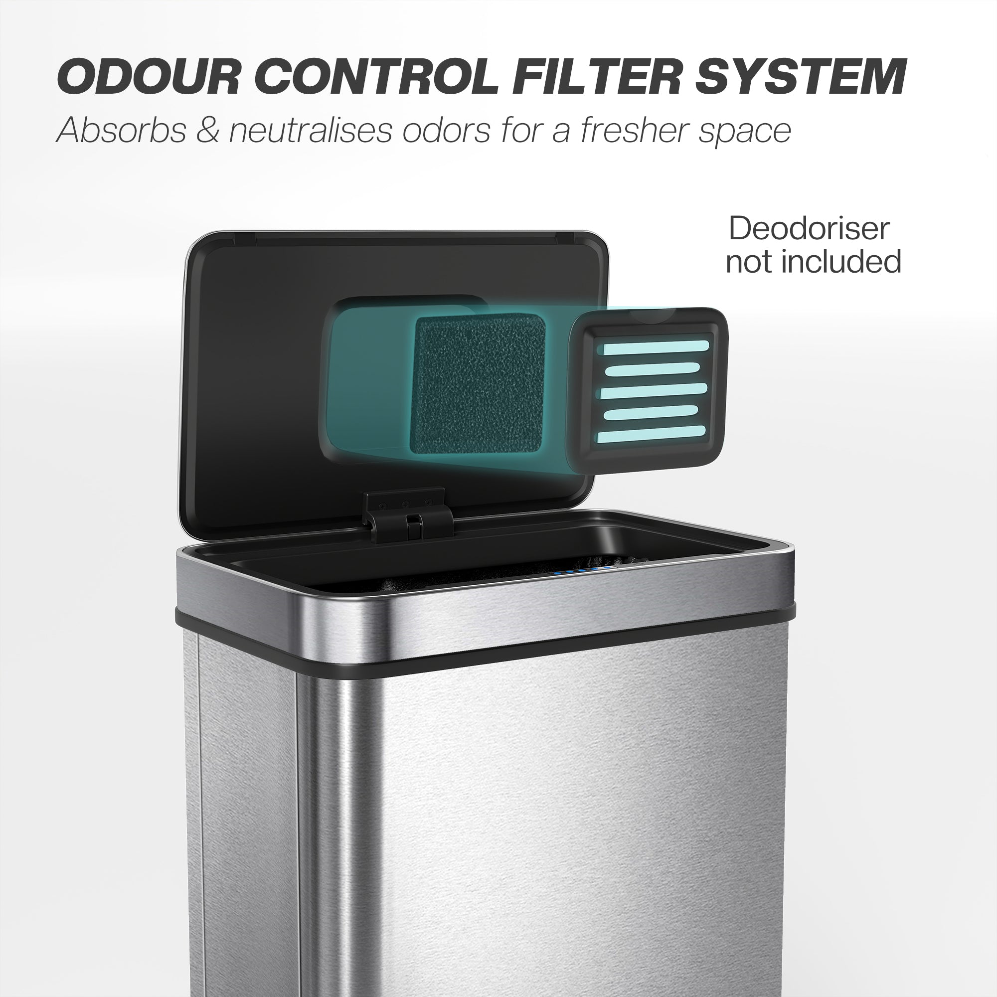 60 L Sensor Can, Sensor Bin with Soft-Close Lid, Fingerprint-Proof Stainless Steel, Silver Tone
