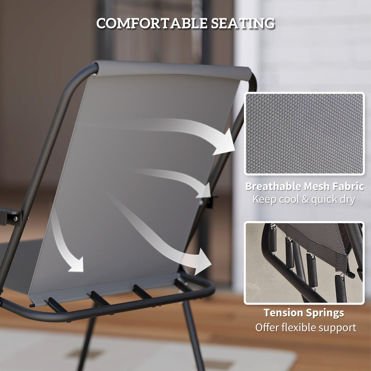 4 Seater Garden Furniture Set with 6 Pieces Table, Folding Chairs & Parasol - Grey