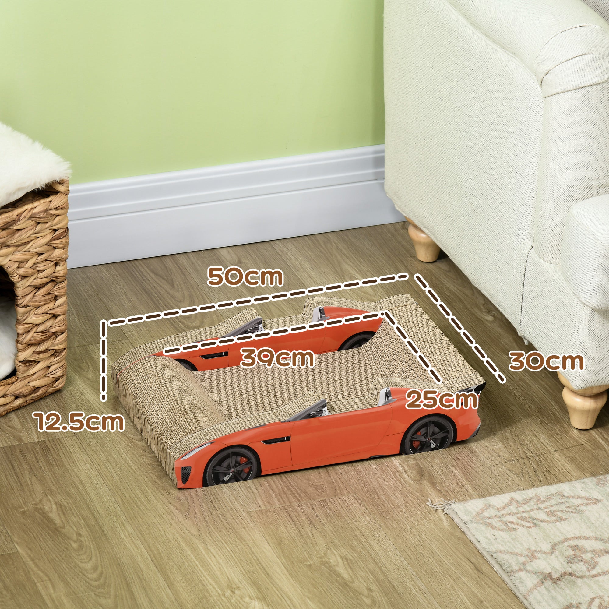 2 in 1 Cat Scratching Board with Catnip, Car-shaped