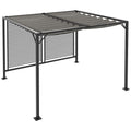 3 x 2.8m Metal Pergola with Retractable Fabric Roof - Grey