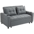Two-Seater Pull-Out Sofa Bed with Adjustable Backrest and Cup Holders - Charcoal Grey