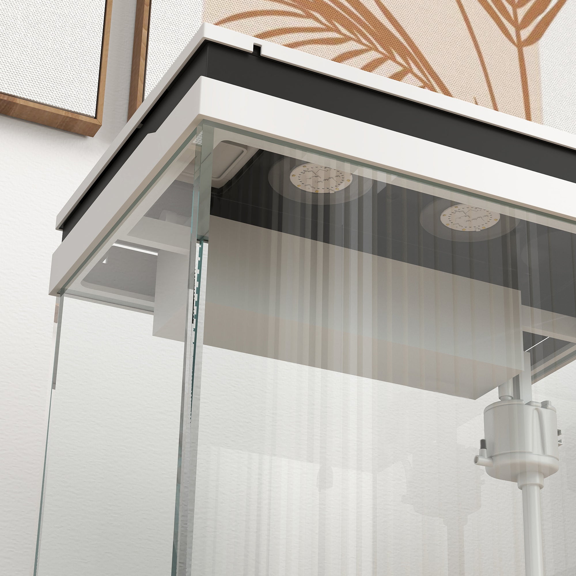 14L Glass Fish Tank with Filter System, LED Lights, Water Pump, White