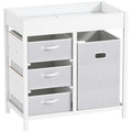 Baby Changing Unit with 4 Storage Drawers, Mat for Bedroom Nursery, 84 x 84.5 cm, White