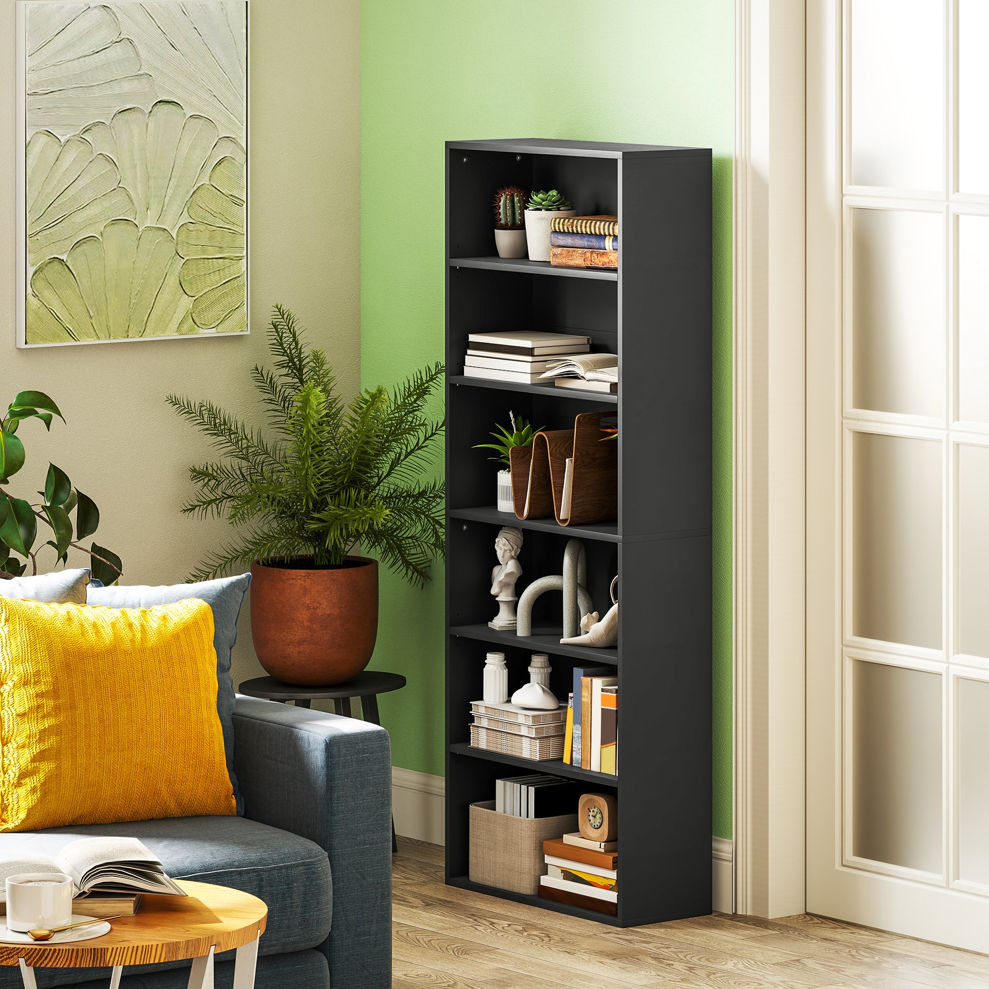 Six Shelf Bookcase - Black