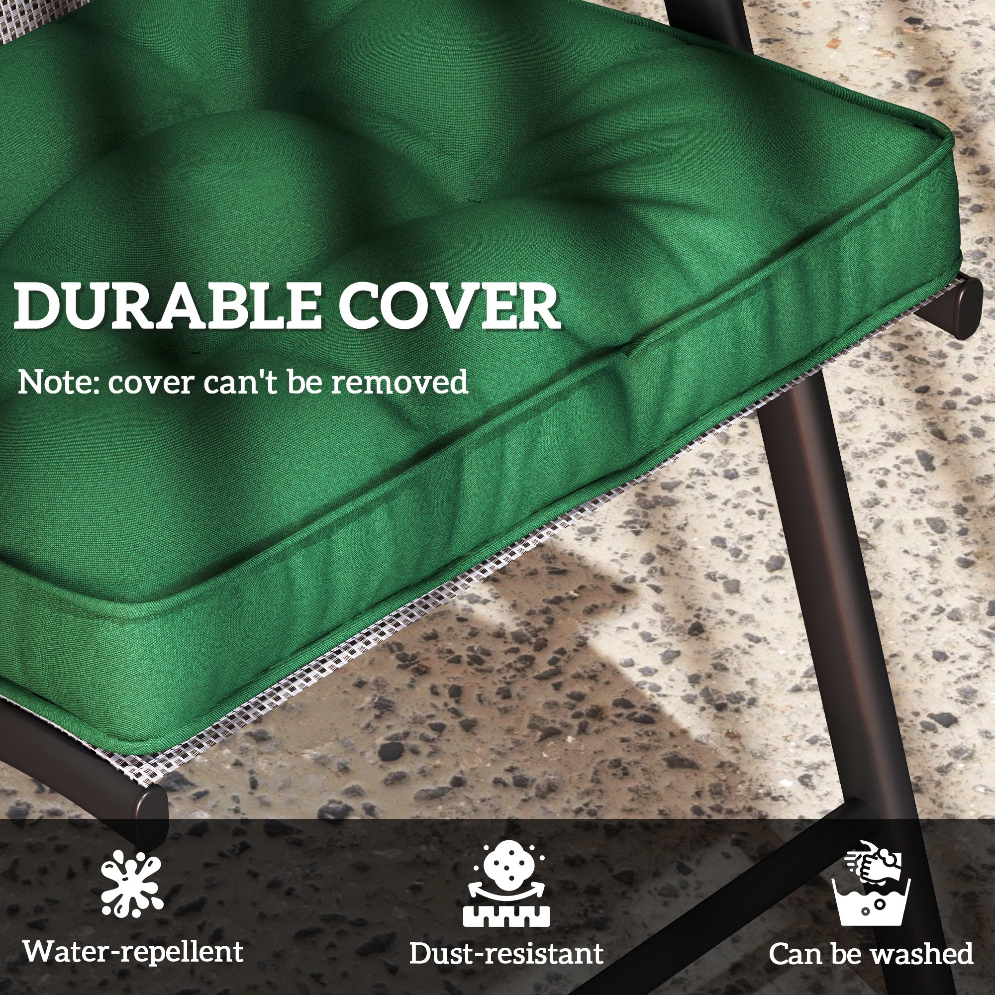 Set of 4 42 x 42cm Outdoor Seat Cushions - Green