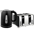 Kettle and Toaster Set, 1.7L 3000W Rapid Boil Jug Kettle with Otter Thermostat, Limescale Filter, 4 Slice Toaster with 7 Browning Controls, Crumb Tray, LED Strip, Black