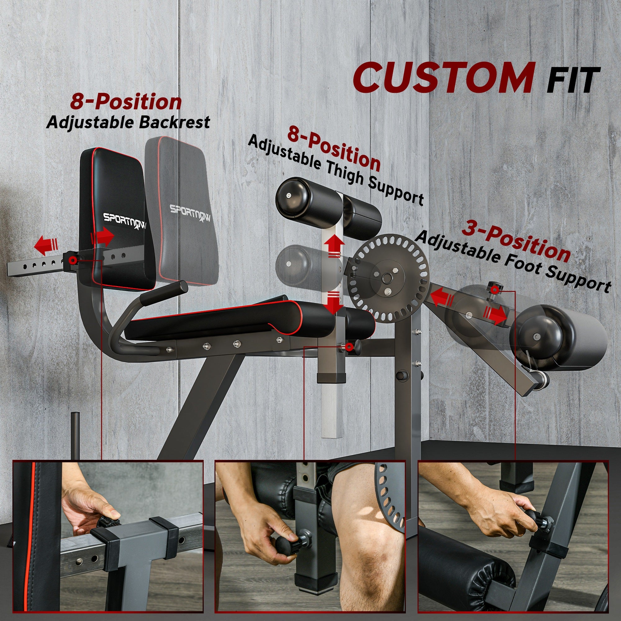 Seated Leg Extension and Curl Machine, Adjustable Leg Raise Machine and Curl Machine with Plate Loaded for Hip, Thigh, Lower Body Workout