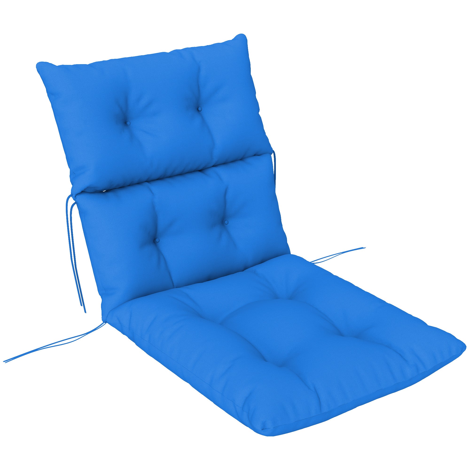 115cm Padded Rocking Chair Cushion Set with Tie Fastenings - Blue