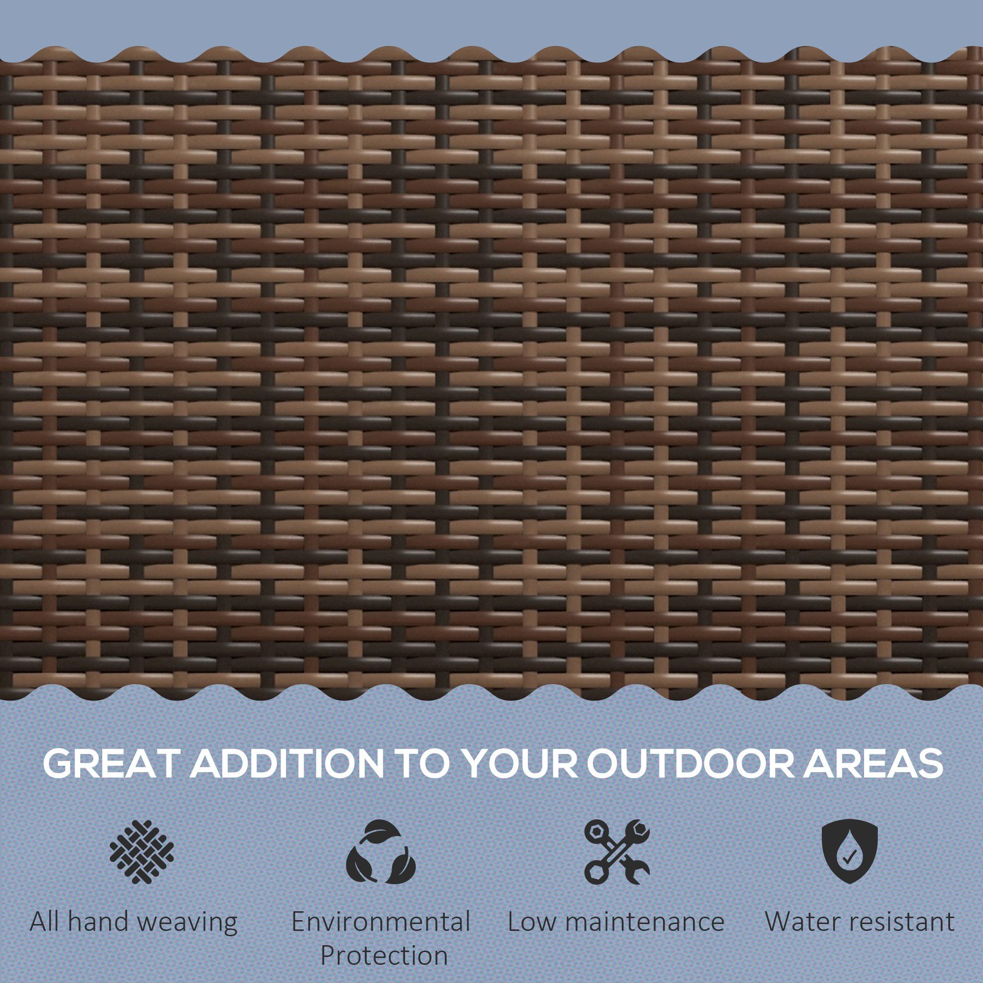 All Weather Wicker Garden Loveseat, 2 Seater Poly Rattan Garden Bench, Outdoor Seating Bench Brown