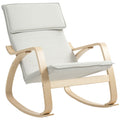 Comfortable Upholstered Rocking Lounge Recliner Chair with High Back and Headrest - Cream White