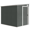 7 x 5ft Galvanised Metal Shed, with Sliding Door - Light Grey
