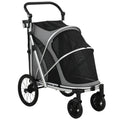 Dog Stroller, Easy Folding Pet Stroller for Small and Medium Dogs with Shock Absorption, Maximum Load 20 kg, Grey