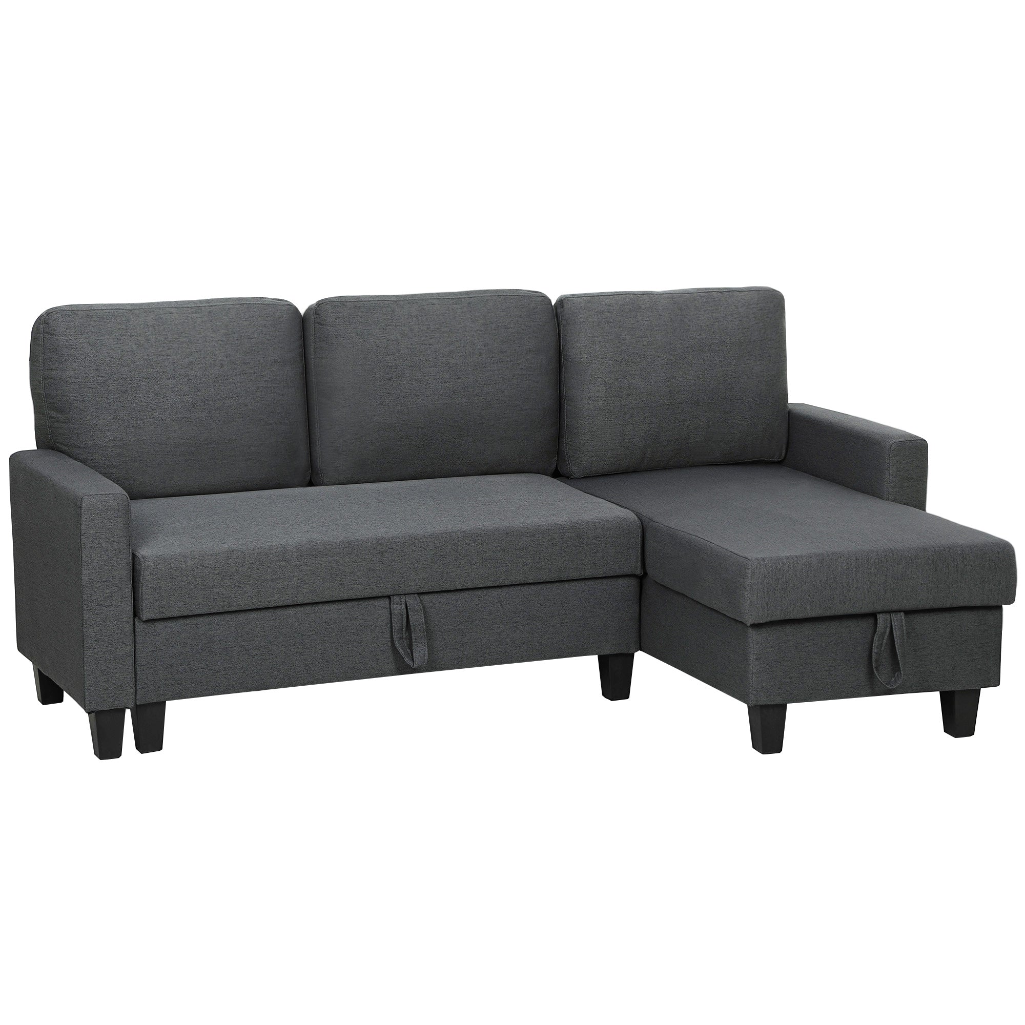 Three-Seater Storage Sofa Bed - Charcoal Grey