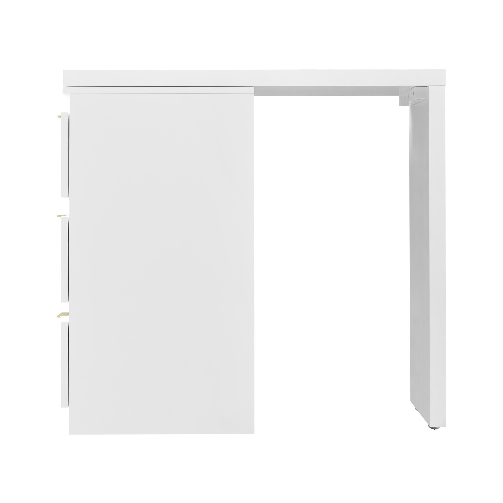 Elegant Dressing Table with 180° Rotating Top and 6 Silent Drawers - White